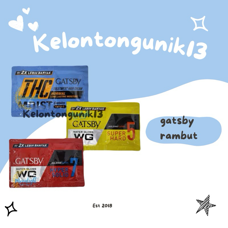 Gatsby Sachet Water Gloss - Gatsby Rambut Pria - Minyak Rambut Pria