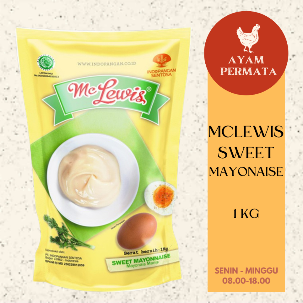 

Sweet Mayonaise Mc Lewis - Mayo Mayonnaise untuk isian Risol / Salad Buah - 1kg - Ayam Permata