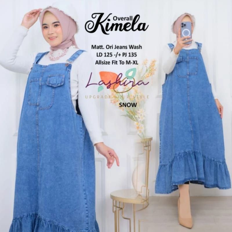 overall dress overall rok jeans wanita jumbo fit XL