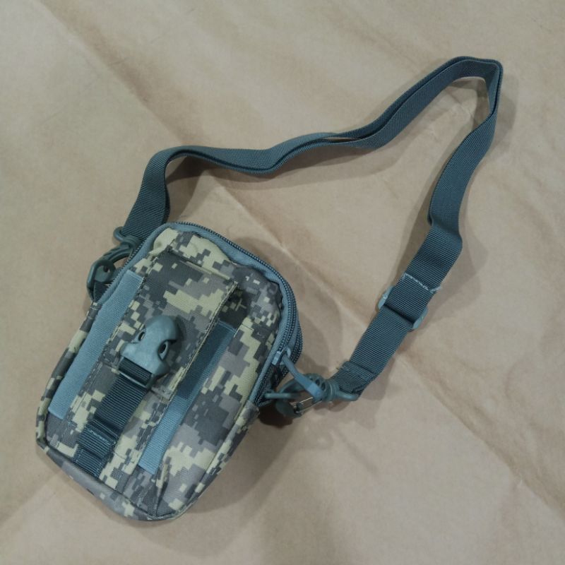 Mini slingbag/tas selempang/tas ikat pinggang motif tactical/camo/tentara/loreng multifungsi real pi