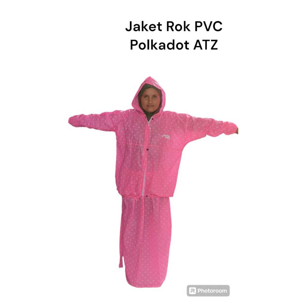 Jas Hujan ATZ Jaket Rok POLKADOT PVC / Mantel Rok Premium / Jas Hujan Cewek Bagus / Mantel Stelan Ro