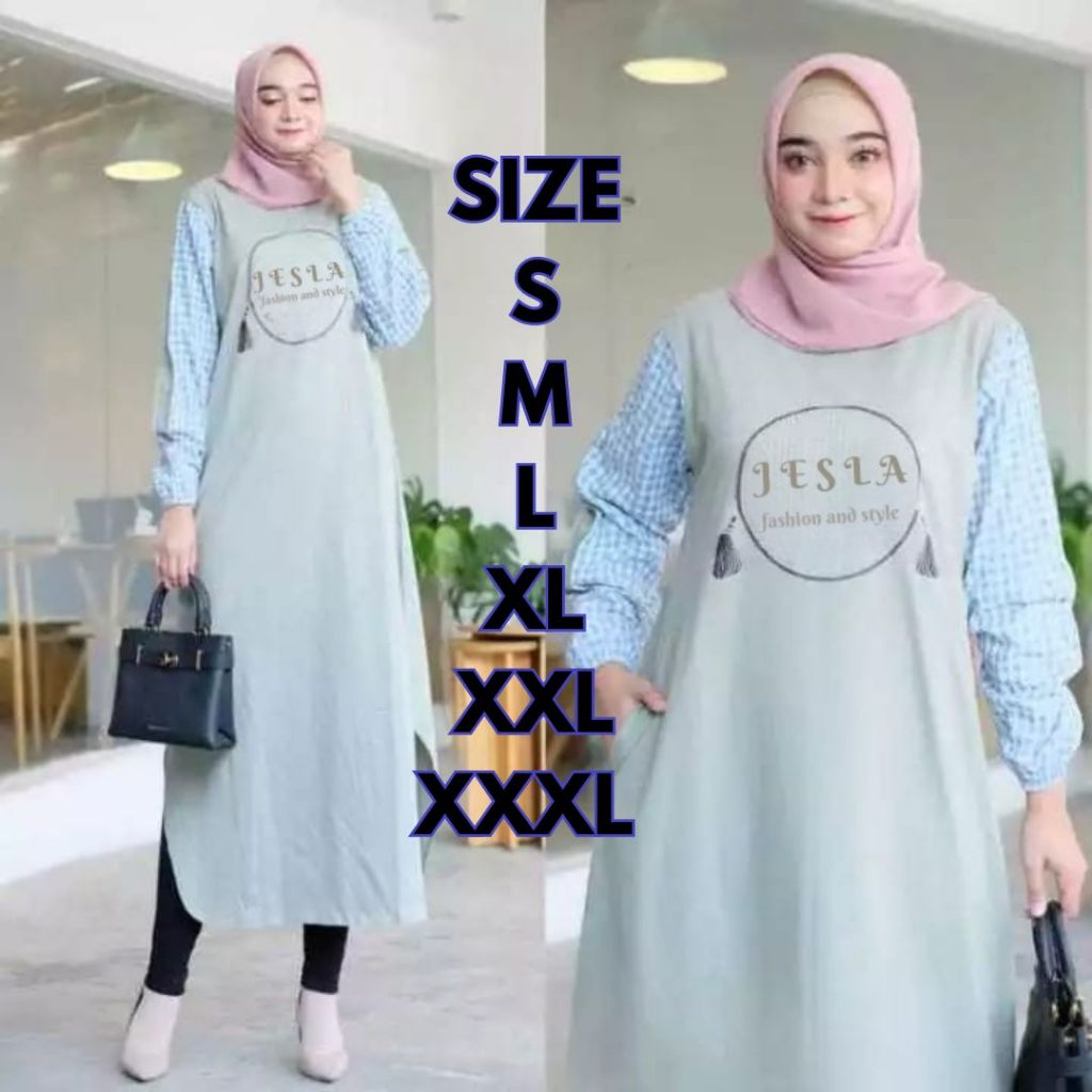 Midi Dress Korean Style Lacila Midi Dress BO Size S M L XL XXL 3XL Bahan Katun Combed Aplikasi Sablo