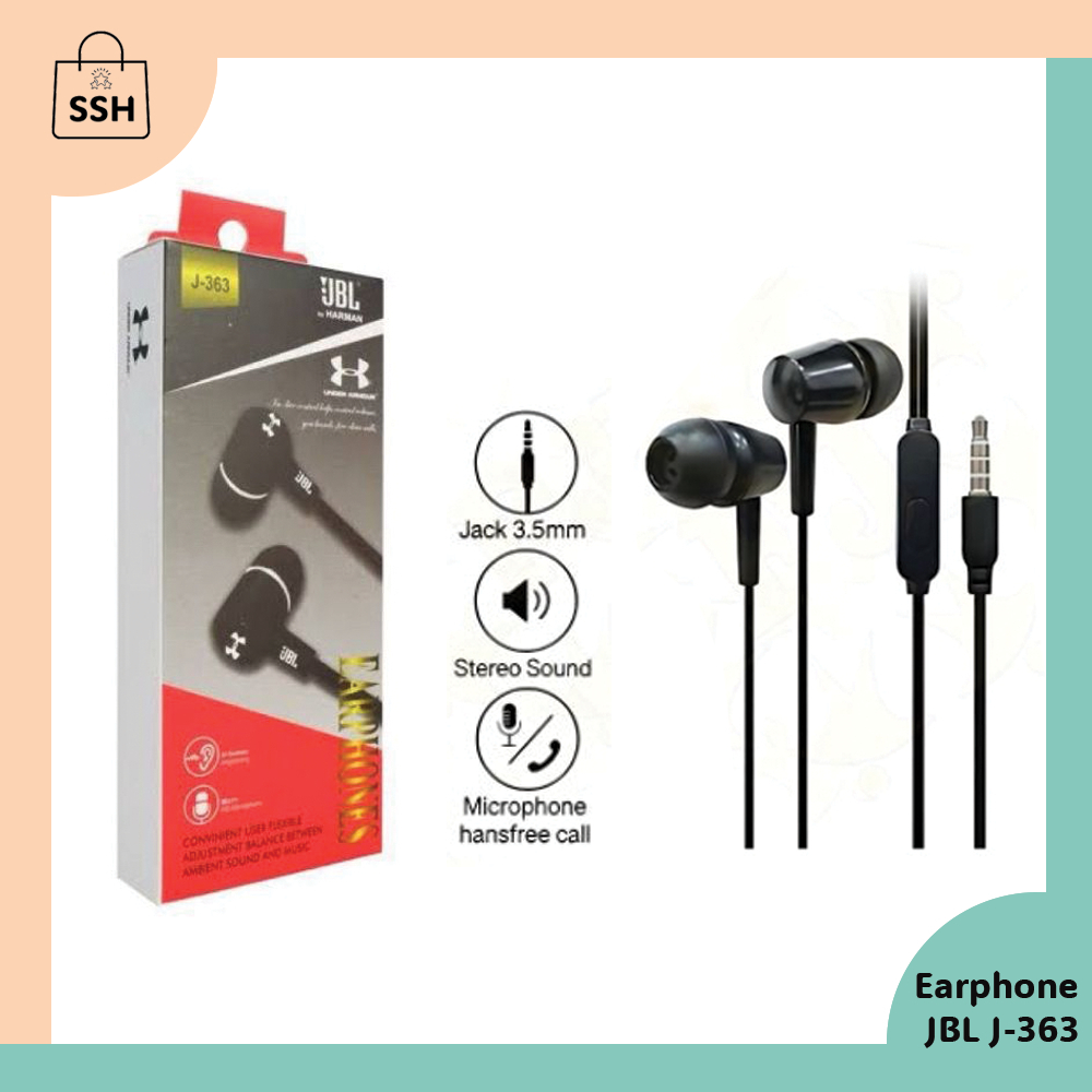Headset JBL J363 Earphone Handsfree In Ear HF J-363 Purebass