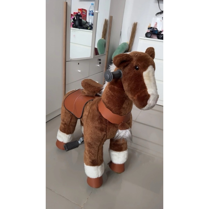 Ride On Mainan Anak Kuda Kudaan Poni Gowes Genjot Riding Brown ( Preloved )
