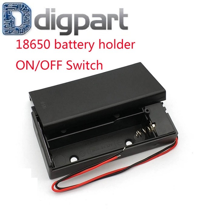 Holder 2x 18650 switch on off dengan Penutup Battery Baterai