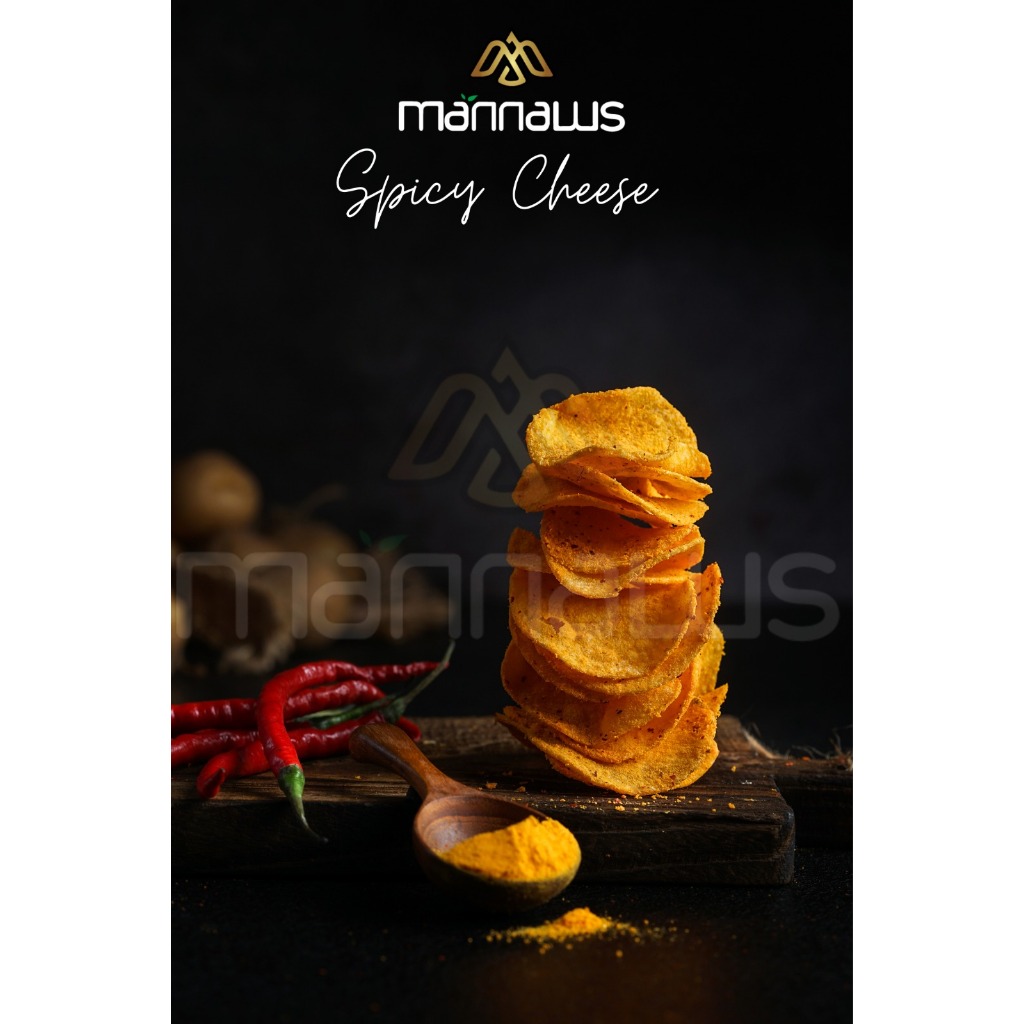 

Mannaws Potato Chips Snack Keripik Kentang - Ukuran Personal Pack 65g - Amazing Spicy Cheese (Rasa Keju Pedas)