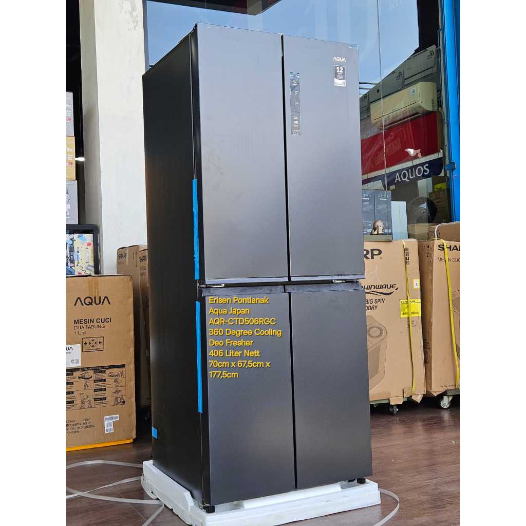 AQUA JAPAN KULKAS 4 PINTU INVERTER AQR CTD506RGC - AQR-CTD506RGG