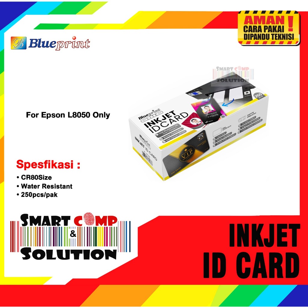 

Kartu PVC Inkjet ID Card Blueprint Size CR80 / 8.6x5.4mm Untuk Epson L8050