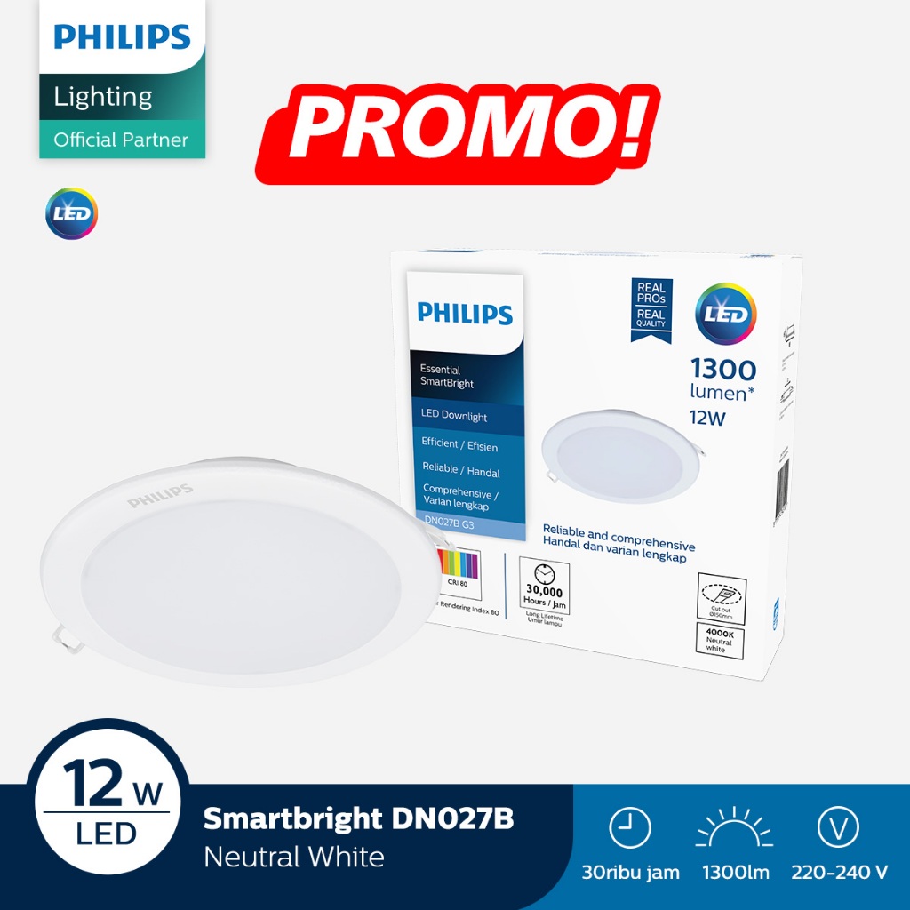 Philips Lampu Downlight DN027B 12W D150 4000K Cahaya Natural