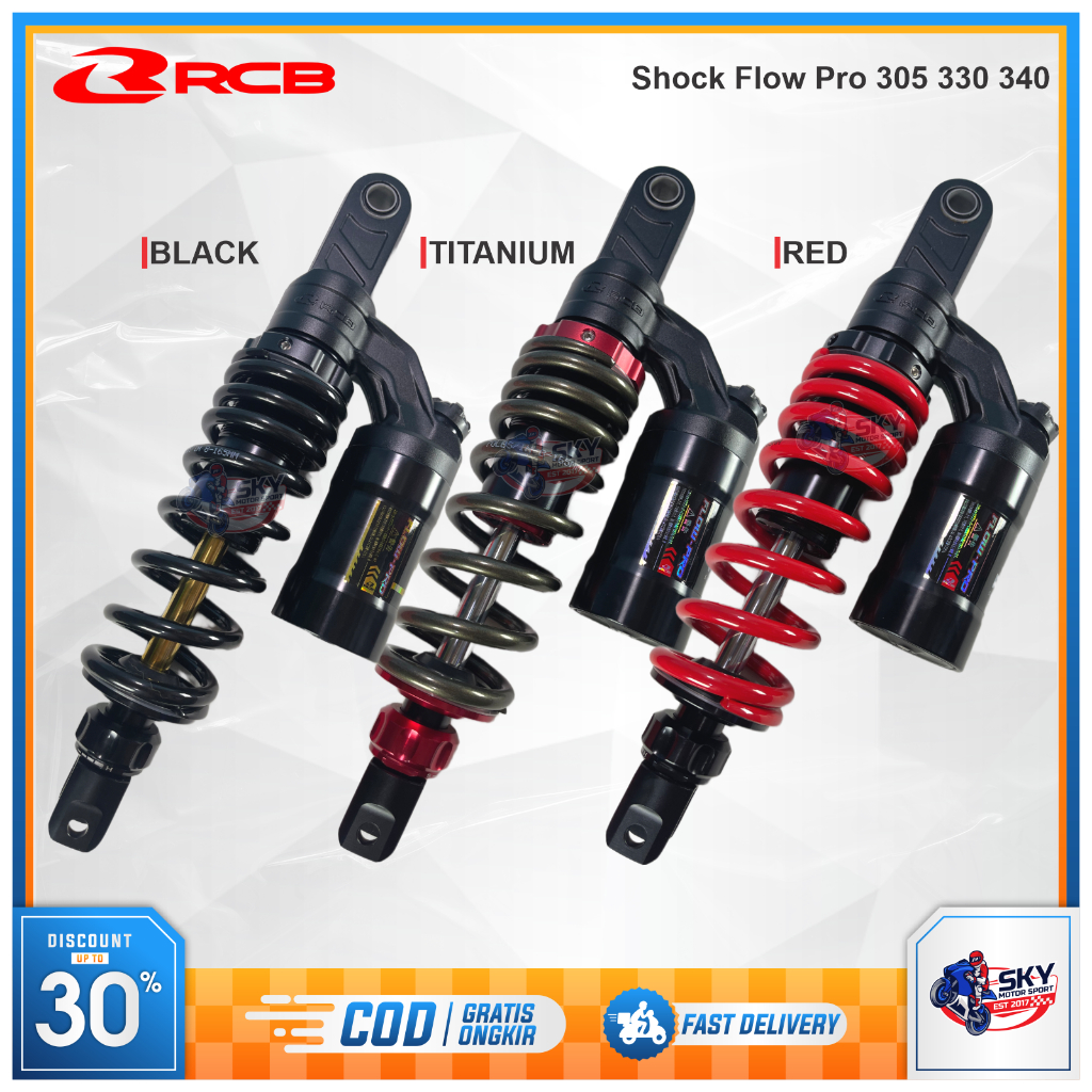 Shock Breaker RCB Flow Pro 305 330 340 mm Double Click Vario Mio Beat Scoopy Fino Lexi Original