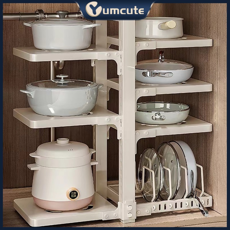 Rak Panci Dapur Multifungsi Rak Lauk Kompor Sudut Wastafel Kabinet Berlapis Piring Letakkan Rak Panc