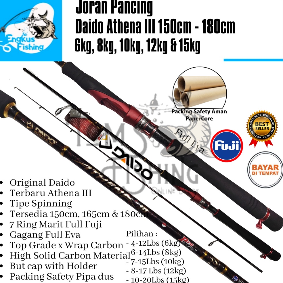 Serbuuuu Joran Pancing Daido Athena III 3 15cm  18cm SPBC Pro Series Fuji 6kg  15kg Carbon Solid  En
