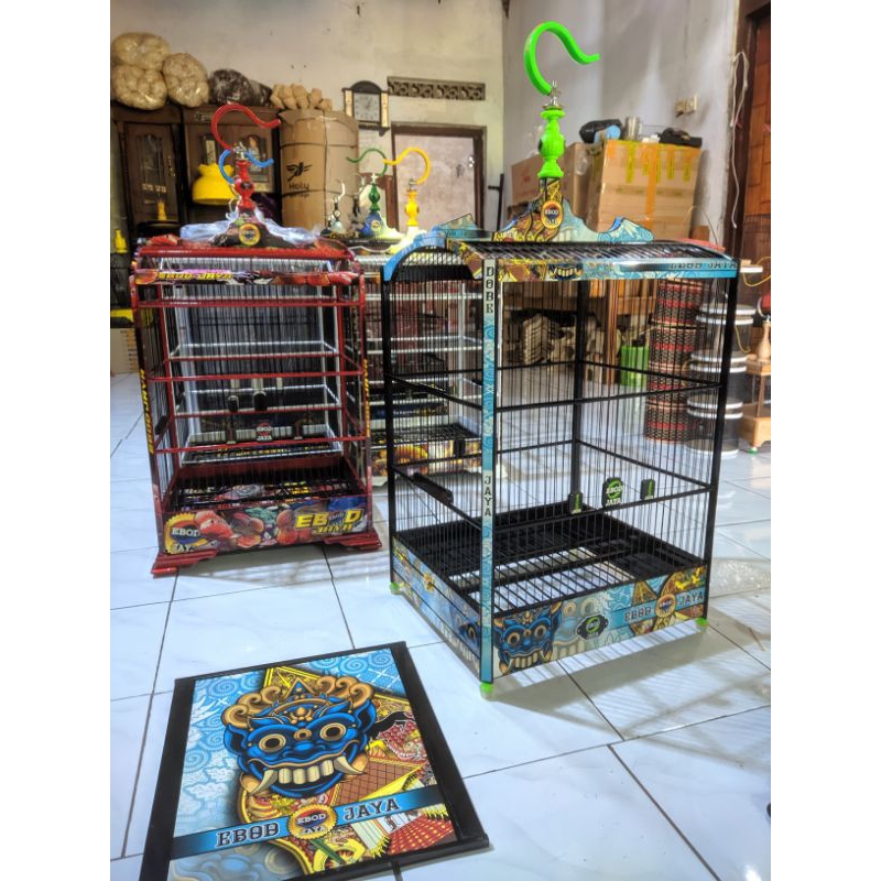 sangkar Ebod Jaya Full Fiber 1,5mm Waterdecal No.2 Kandang Burung Lomba Kenari Cucak Ijo DLL