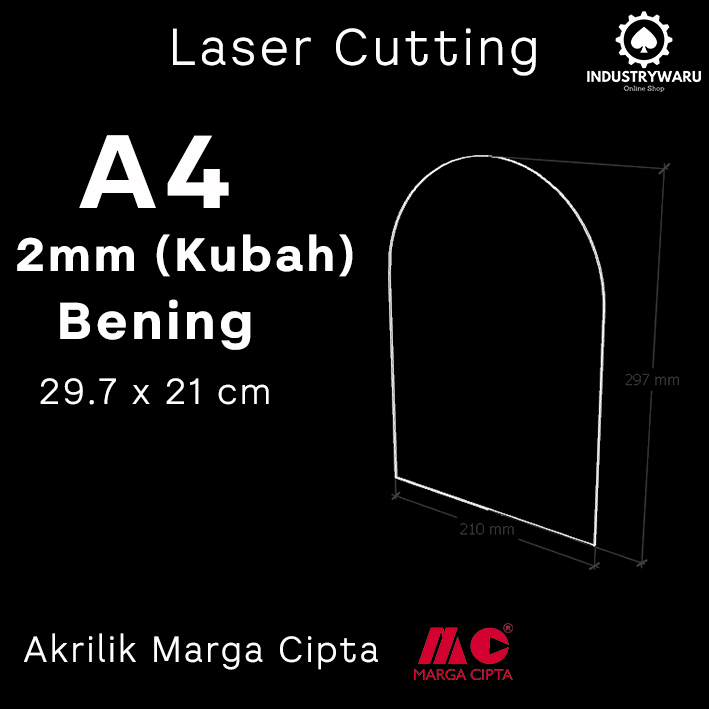 

Akrilik Bening Ukuran A4 Bentuk Kubah Laser Cutting