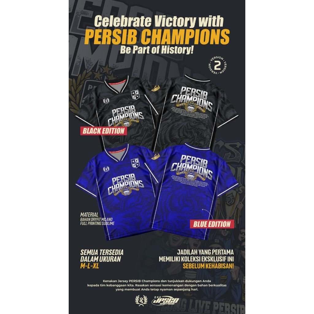 JERSEY KAOS PERSIB SPESIAL CHAMPIONS  | JERSEY JUARA PERSIB | JERSEY FANTASY PERSIB | KAOS VIKING | 