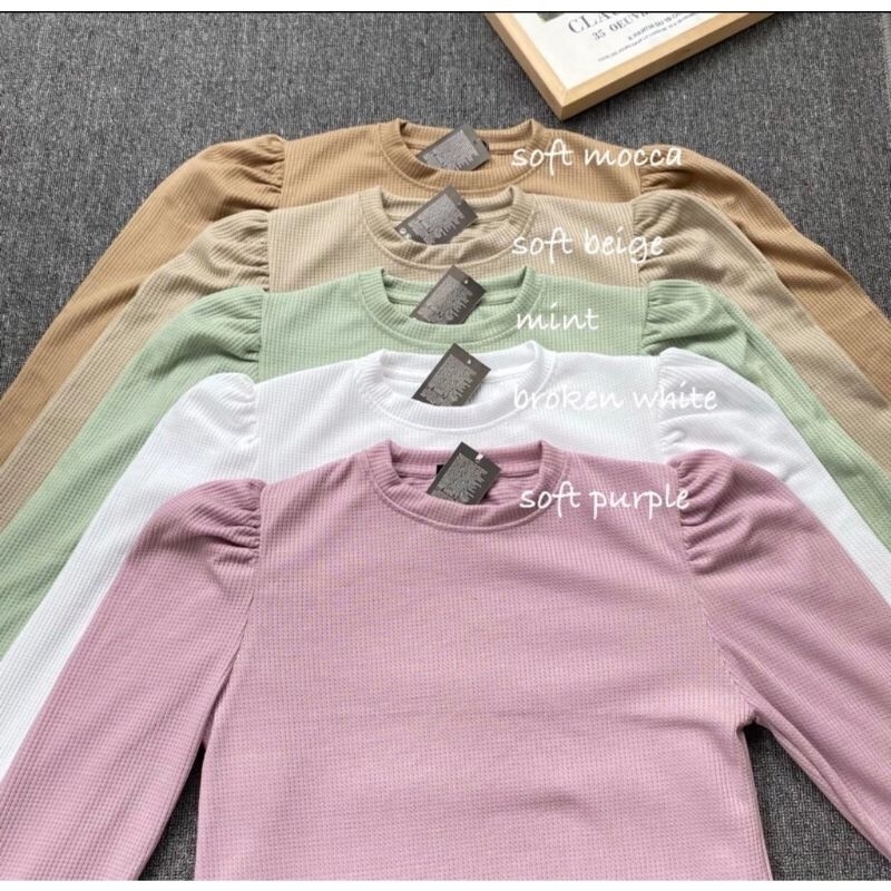 JUMBO Kaos puffy Shoulder Top Waffle/Kaos jumbo puffy Lengan panjang