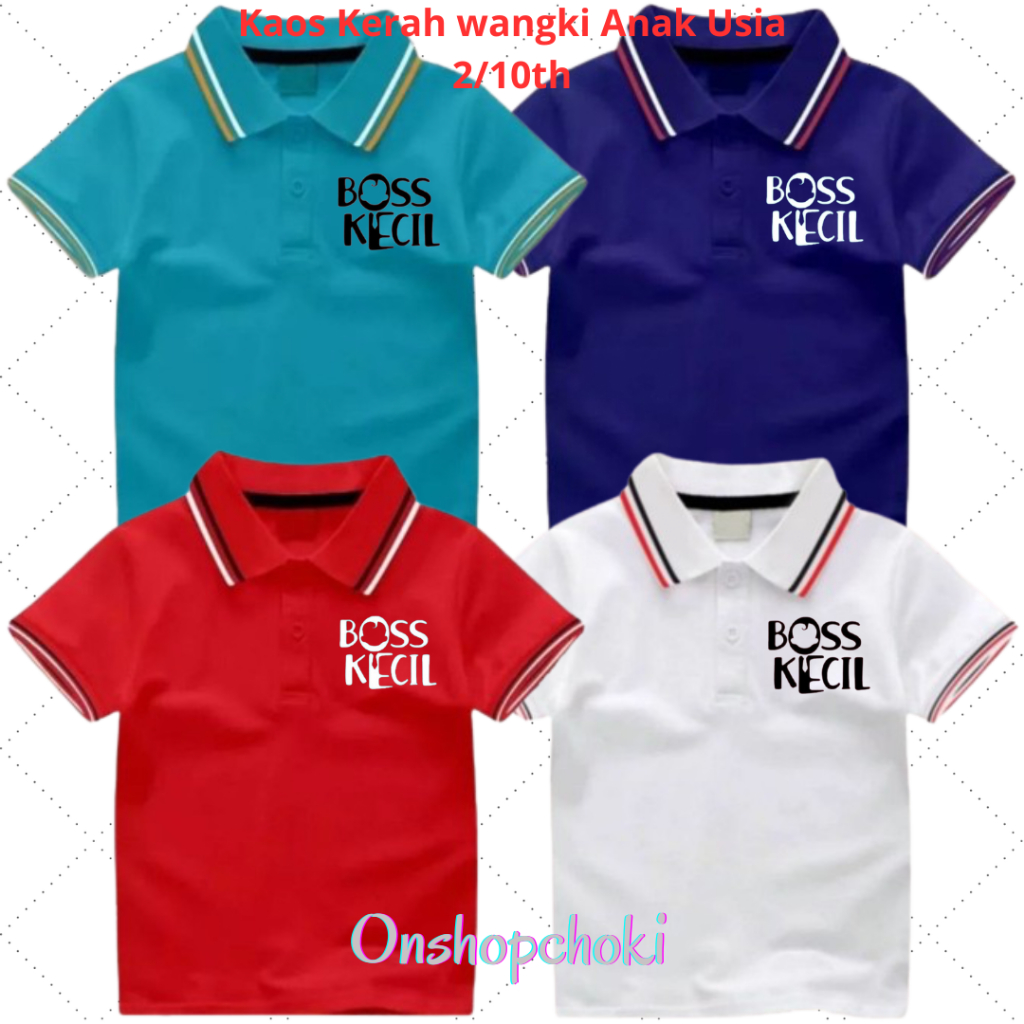 Kaos Polo Wangki Kerah Anak Motif Boss Kecil Cewek dan Cowok Unisex Umur 2-10 Tahun Kain Tebal