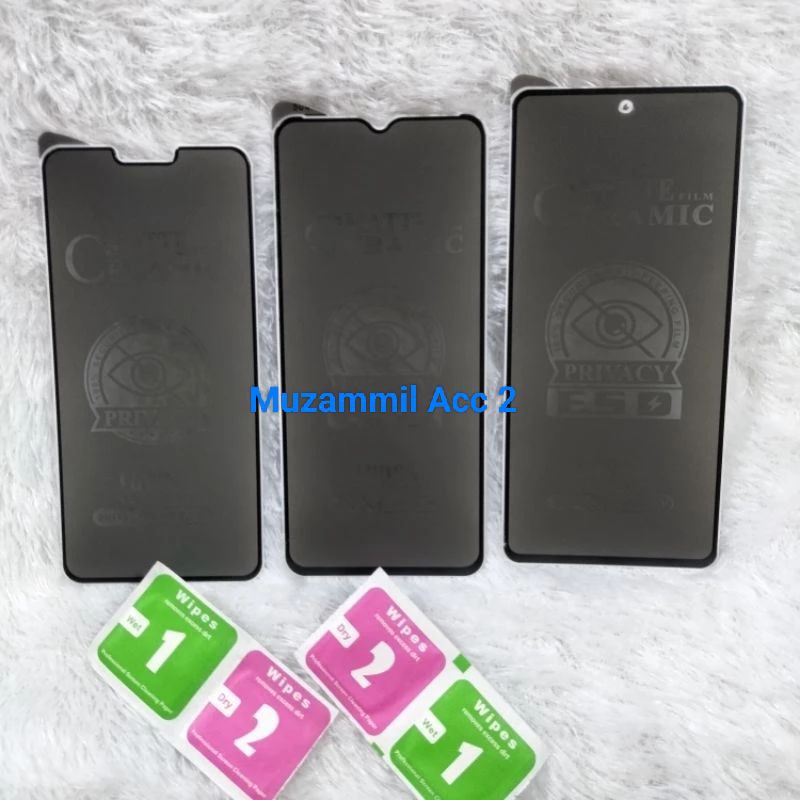 Anti Gores Spy Hitam Oppo A71/A83/A39/A57 Lama/A59/F1S/A37/A37F/Neo 9 TGe Ceramic Spy Pelindung Laya