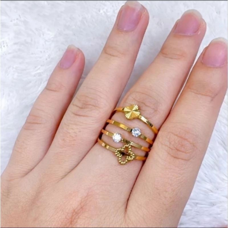 RB5 Cincin clover Titanium Set 4pcs / dapat 4 cincin