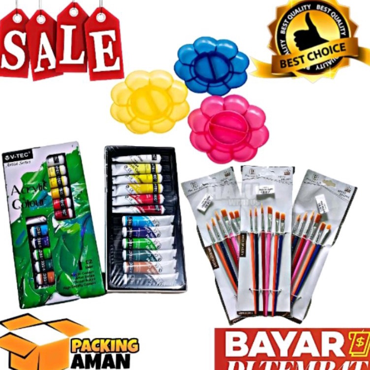 

BISA CODPROMO 1 Set 3 In 1 Cat Akrilik Cat Acrylic Palet Kuas Set Melukis