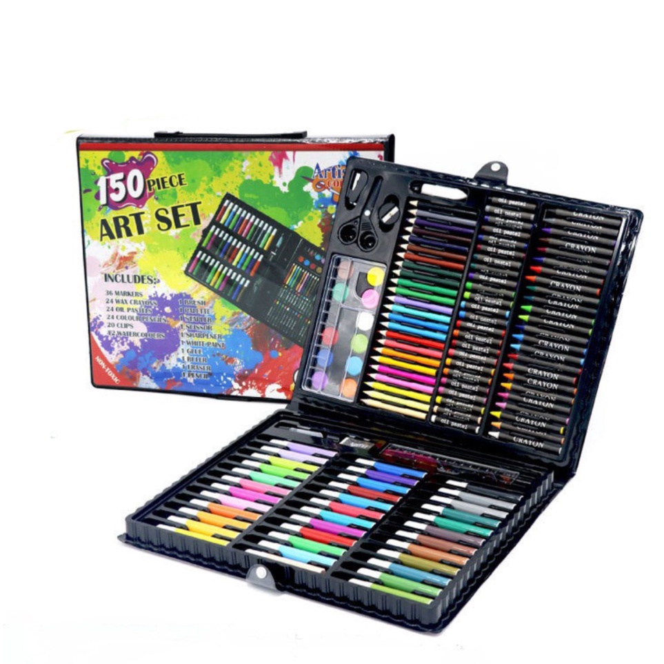 ART SET 15 IN 1 PENSIL WARNA DAN ALAT GAMBAR KOPER  MENGGAMBAR DAN MELUKIS ANAK  CRAYON SET