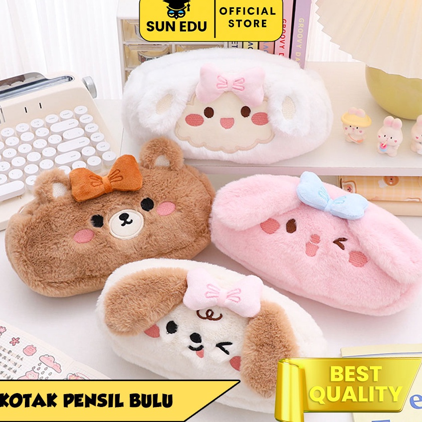 

Kotak pensil bulu cute Tempat kosmetik pouch dompet serbaa