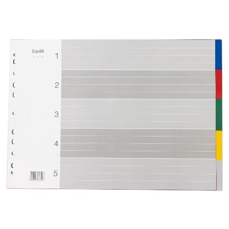

Bantex PP Pembatas Binder Divider Size A3 Landscape 5 Lembar Index Warna