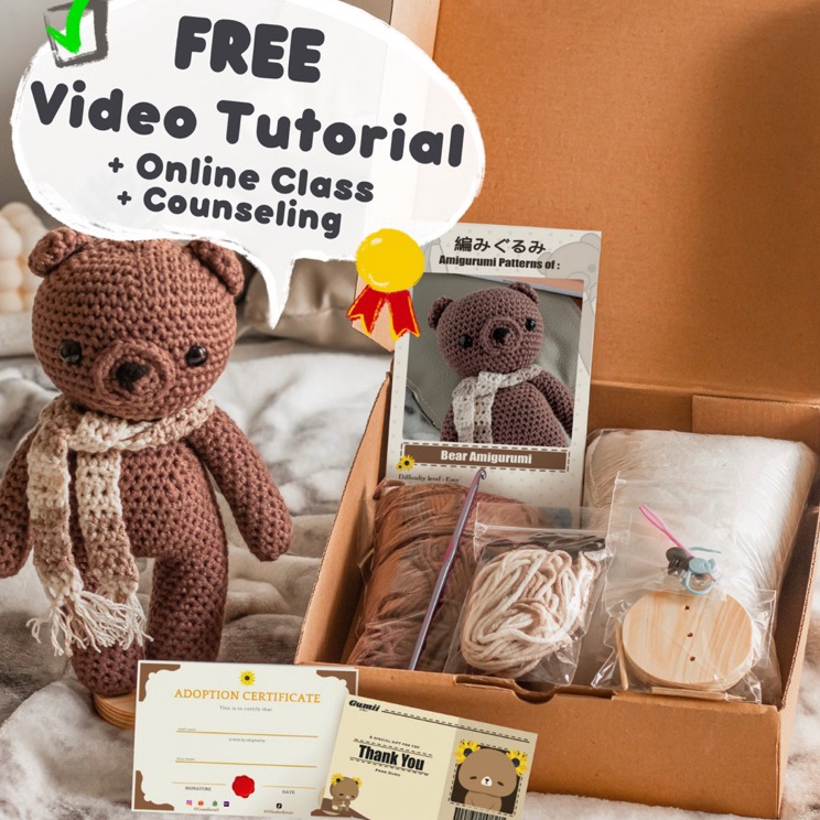 DIY Crochet Bear Amigurumi Kit  Do It Yourself Beruang Rajut Set