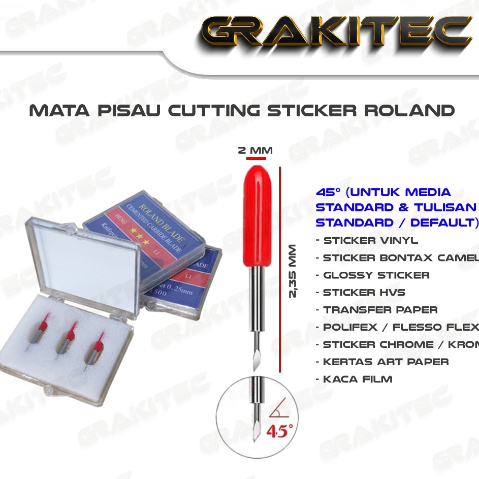 

Ready Stok 3 pcs Blade Jarum Mata Pisau Import Mesin Cutting Sticker untuk Roland Jnka Teneth Rhinotec Redsail Copam Harizo GCC 3 45 6 derajat Grakitec