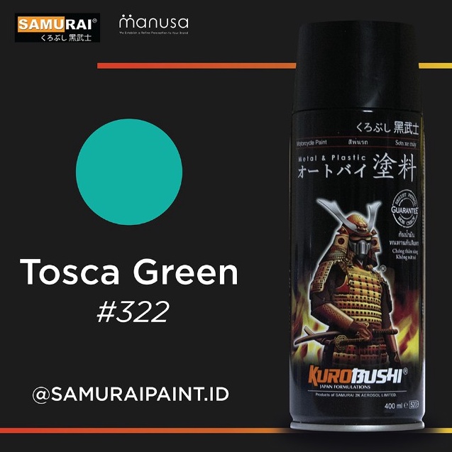 

Samurai Paint Standard Tosca Green Hijau Tosca Biru Hijau 322 Cat Aerosol Kualitas Kompresor
