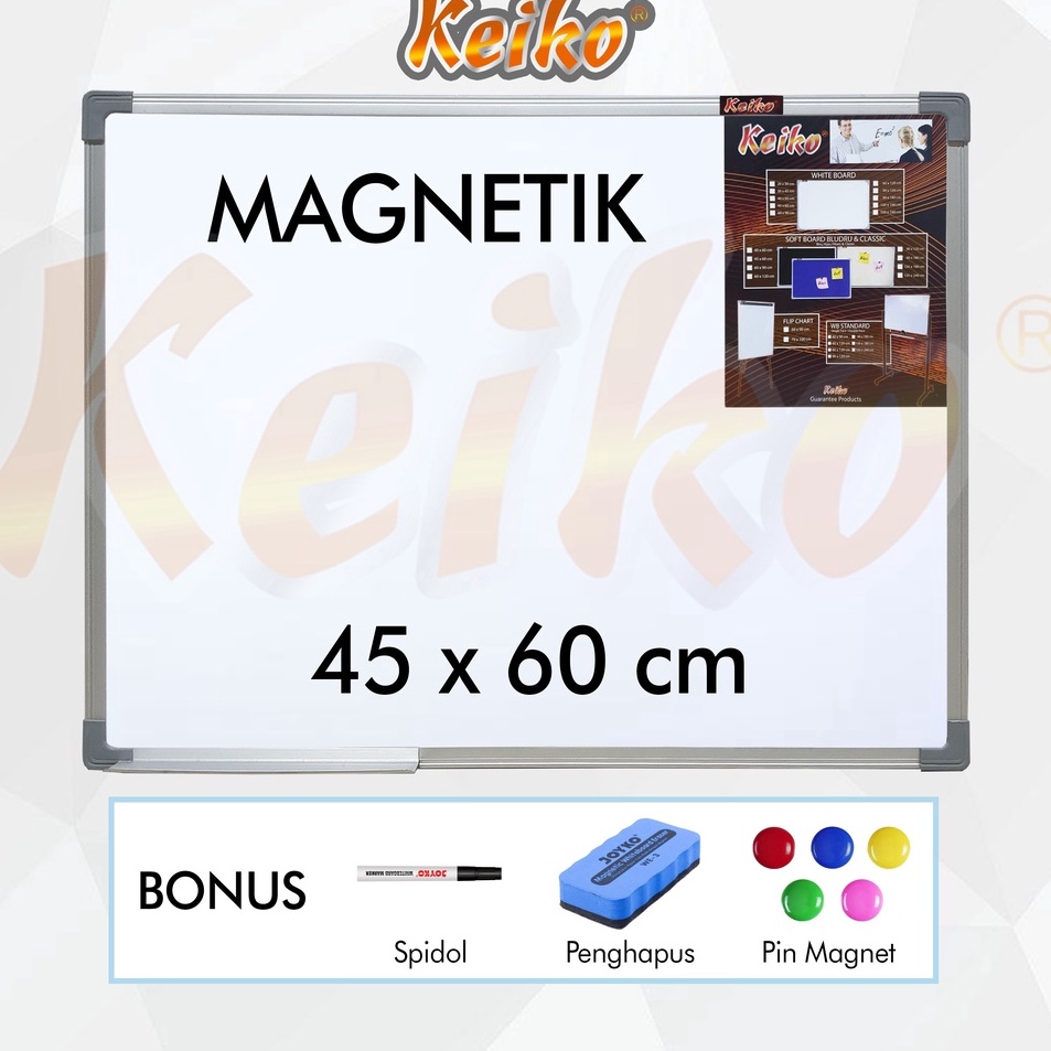 

Laris Papan Tulis Whiteboard White Board Gantung Magnet Single Face Keiko 45 x 6 cm