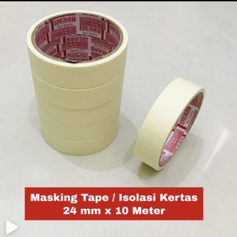 

Lakban Isolasi Kertas Masking 1" Tape BeRRY 1 inch 24 mm x 10 meter