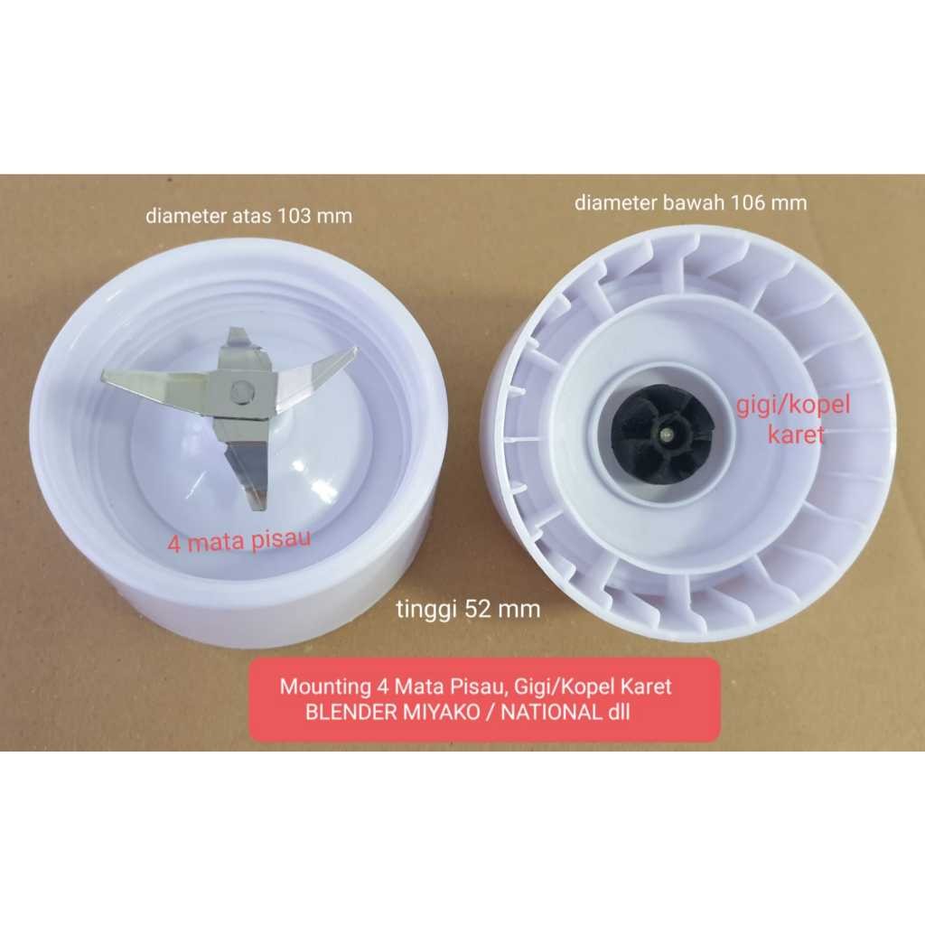 Mounting blender 4 pisau gigi karet untuk miyako national DLL