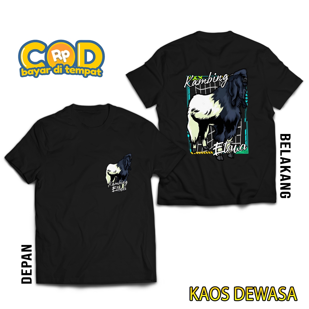 Hosin Shop - Baju Kaos Sablon Kambing Kurban - Baju Kambing Etawa Hitam - Baju Distro - Baju Qurban/