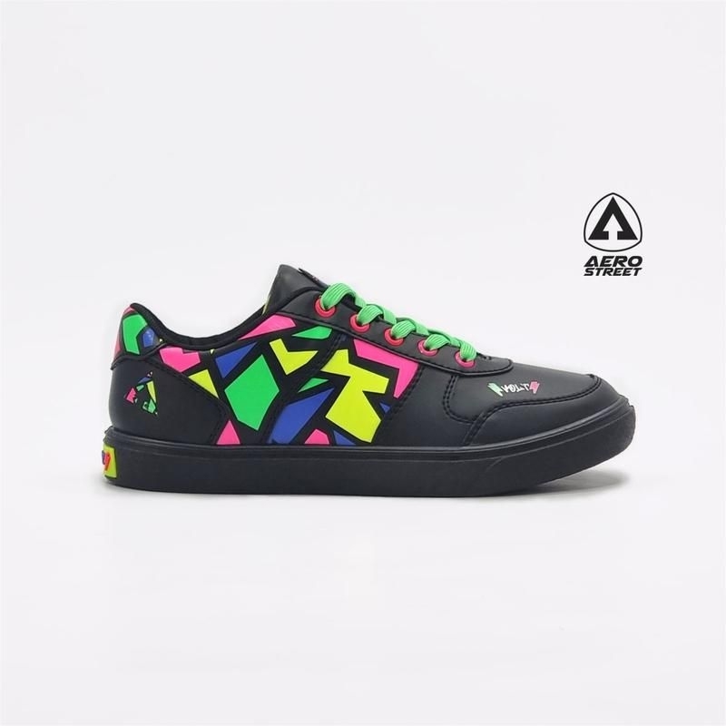SOCKSTREET - Sepatu Aerostreet 37-44 Hoops X Volt Hitam Neon - Sneakers Pria Wanita Casual Keren Nya