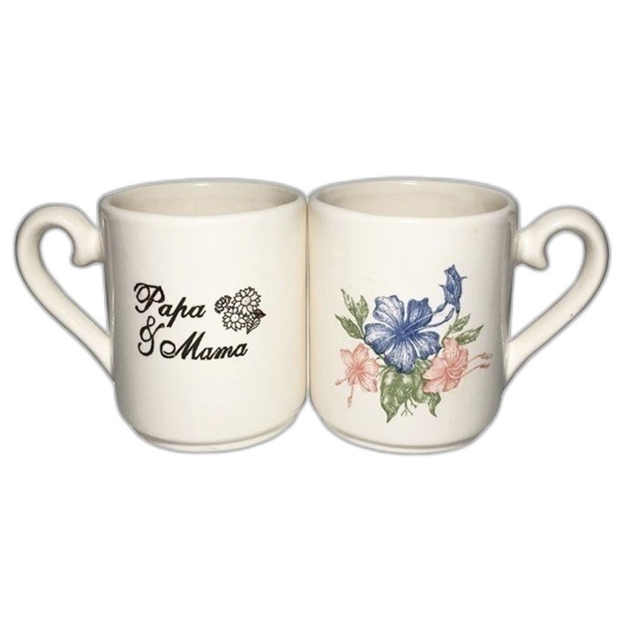 Cangkir keramik Couple / mug mama Papa Motif set  [ isi 2 Pc ] volume 250ml