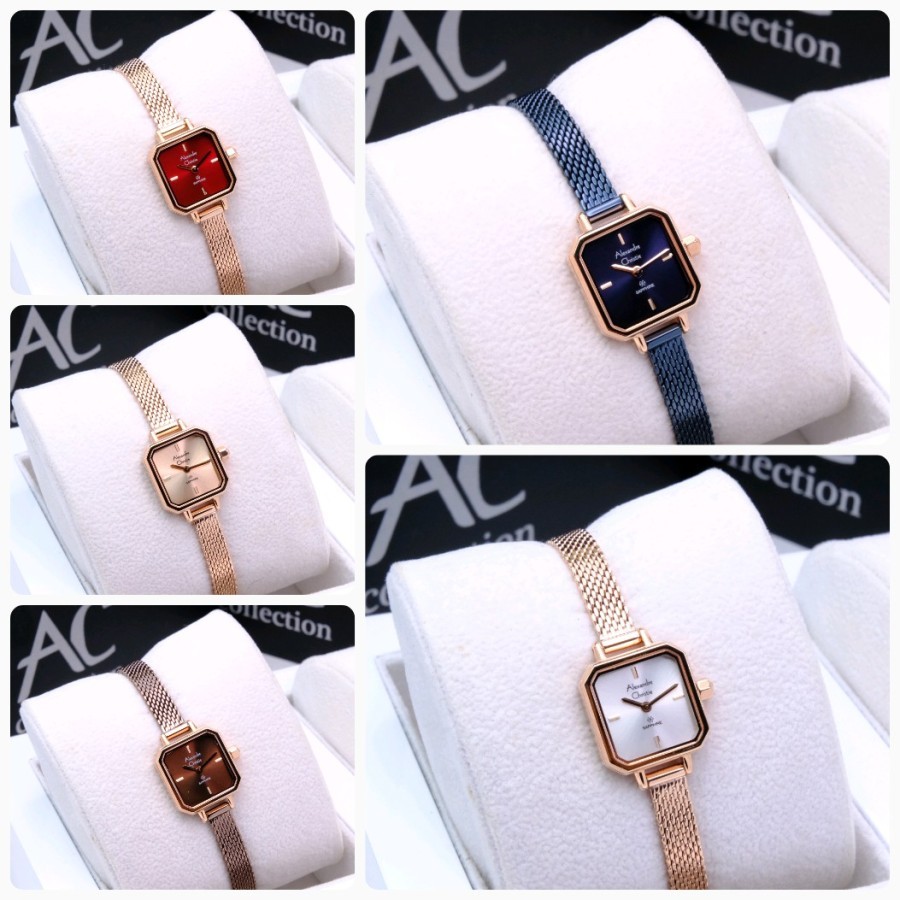 Jam tangan wanita alexander cristie ac2728 original rosegold maroon