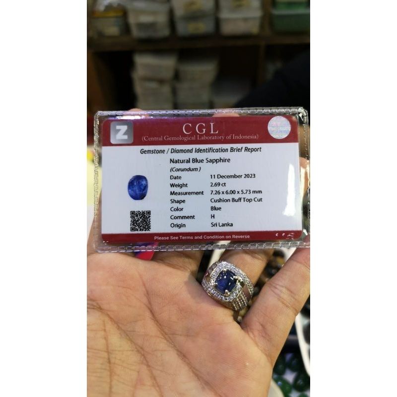 TOP QUALITY BATU CINCIN NATURAL BLUE SAFIR SRILANKA SUDAH TERMASUK MEMO RING PERAK ASLI SIAP PAKAI