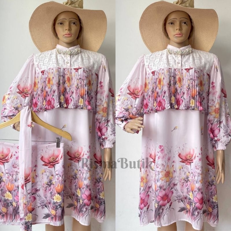 Dress Midi Meijiwang Ceruty Set Hijab