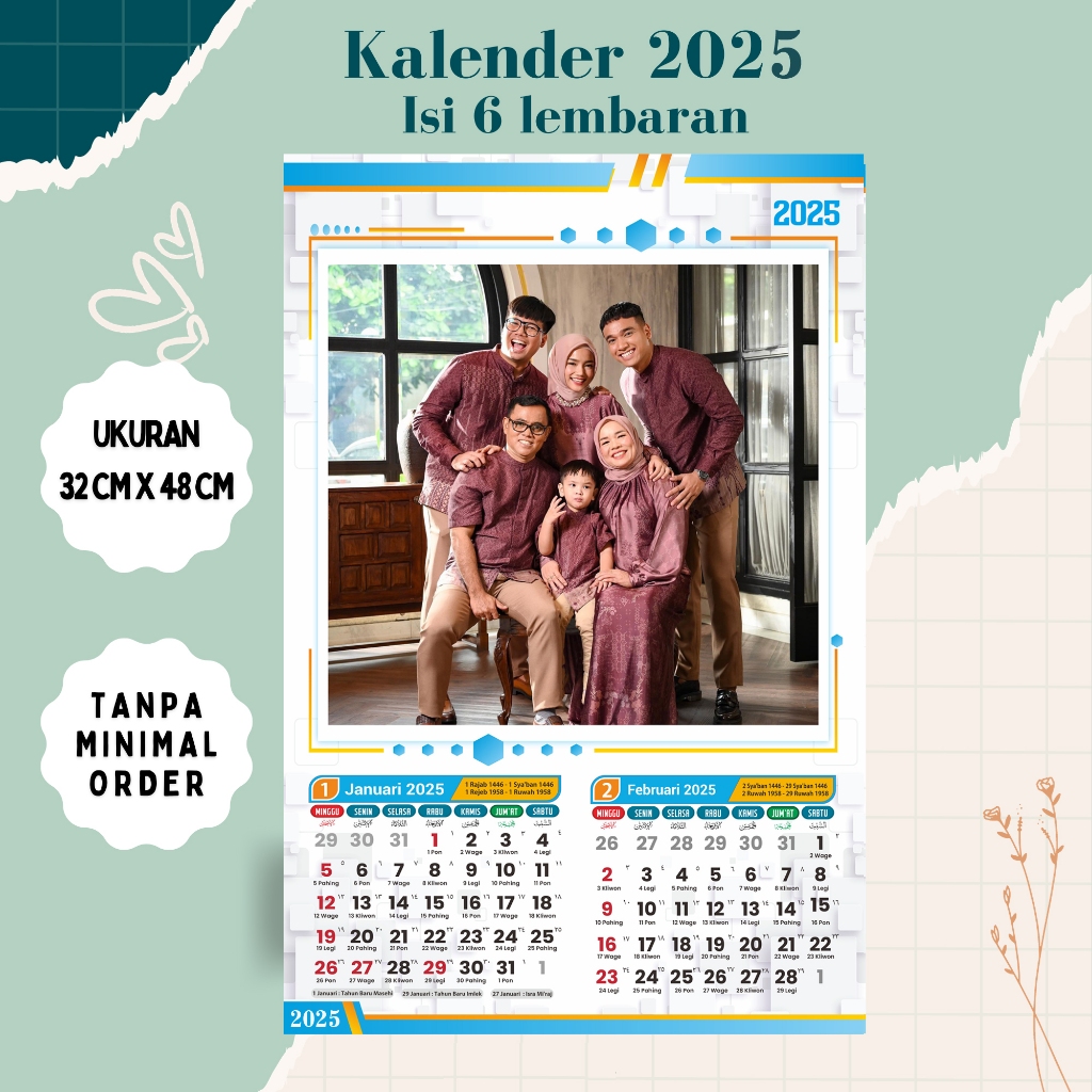 

kalender custom isi 6 lembar/kalender dinding 2025