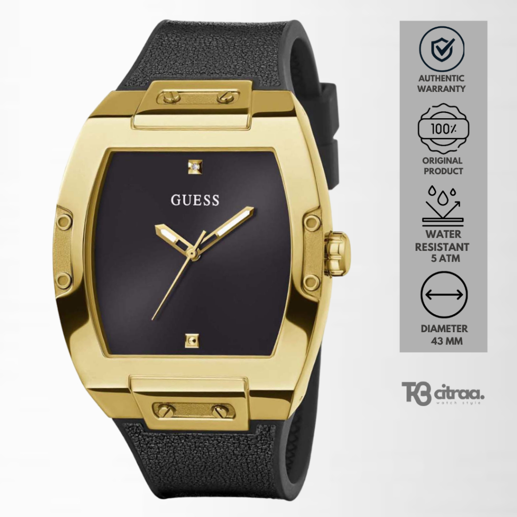 jam tangan fashion pria Guess Phoenix analog strap rubber silicone water resistant luxury watch hita