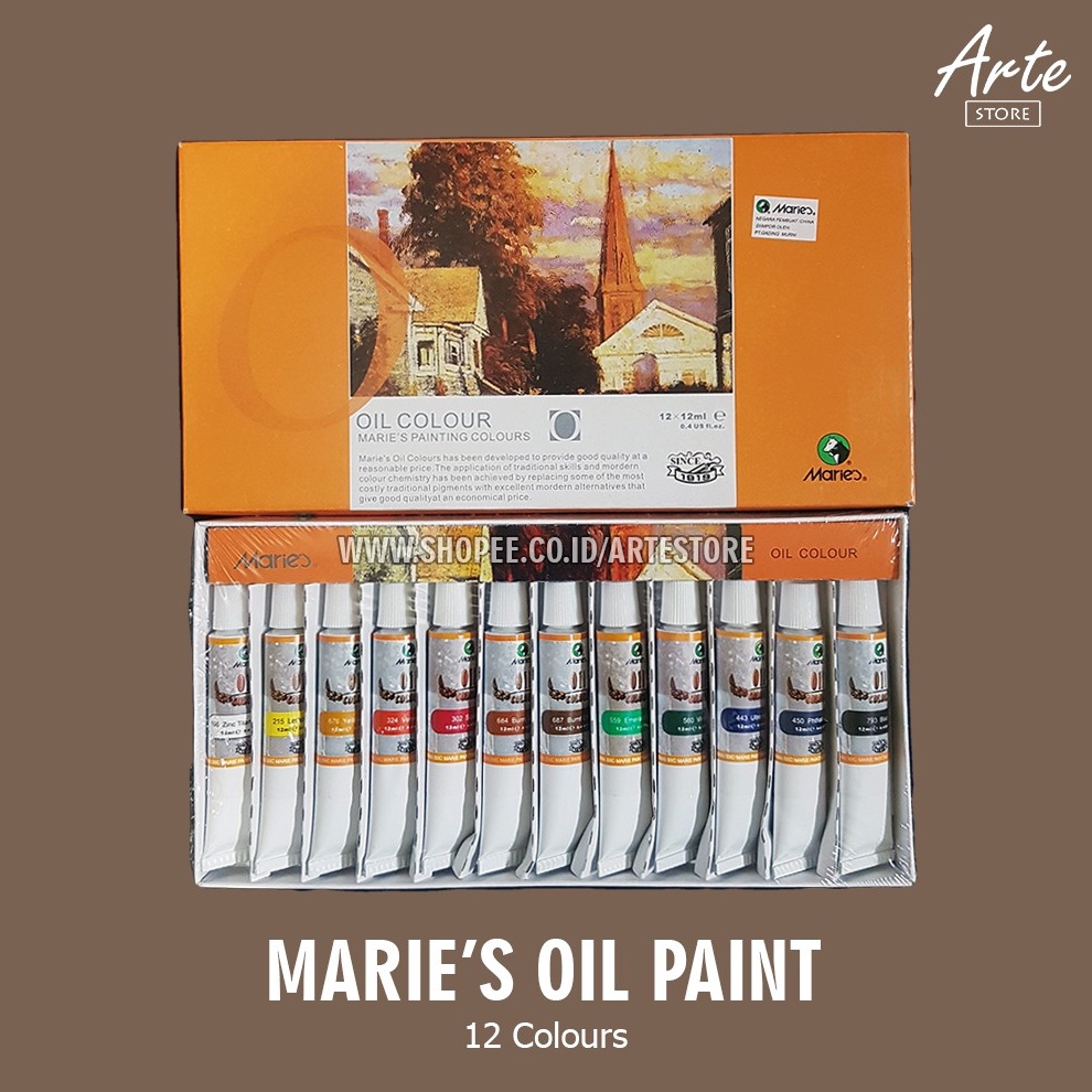 

KODE X45E Cat Minyak MARIES Oil Color 12 Warna