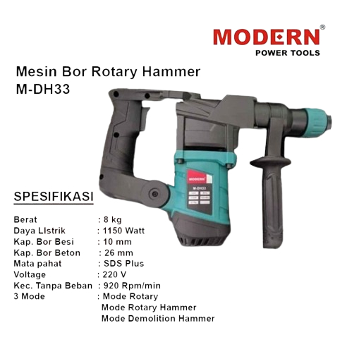 Mesin Bobok Bor Tembok SDS Modern M-DH33 Rotary Hammer Modern MDH33 Jack Hammer Demolition Hammer