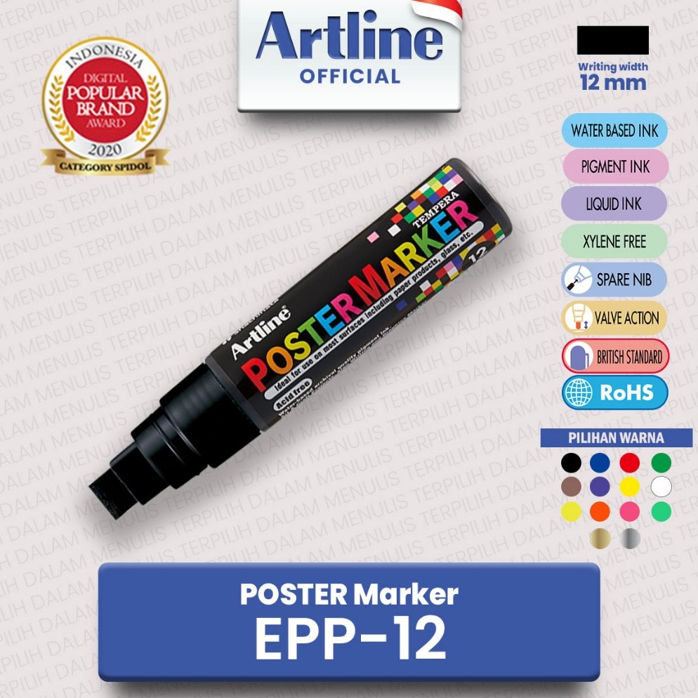 

KODE W38Y ARTLINE Spidol Poster Marker 12 mm EPP12