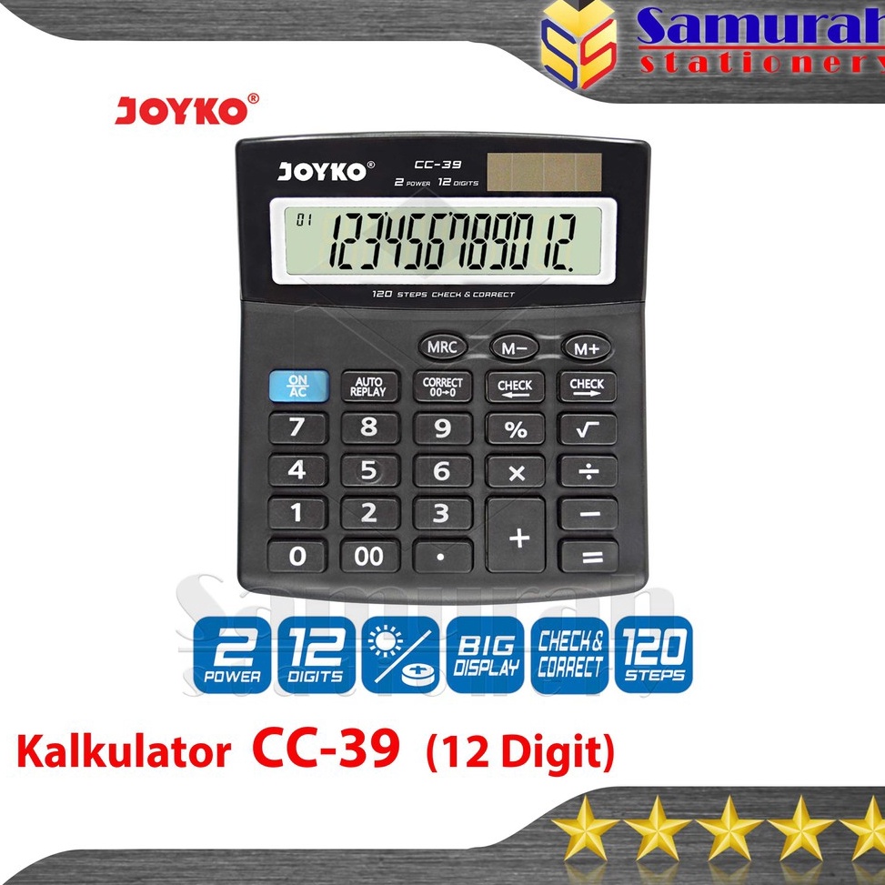 

KODE I85A Kalkulator Meja Joyko CC 39 Mesin Hitung CC39 Calculator 12 Digit Check Correct Big Display