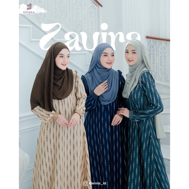 DIENNA  ZAVIRA DRESS ONLY- DRESS PEEMIUM SPESIAL PRINTING BY DIENNA - GAMIS FORMAL/NON FORMAL - KOND