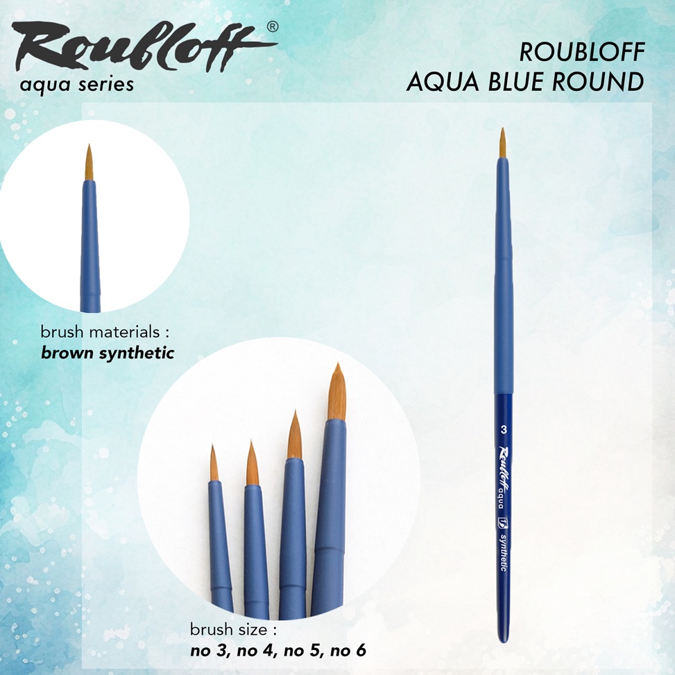 

KODE T74B Kuas Lukis Roubloff Brush Aqua Blue Series synthetic brush Round Dagger