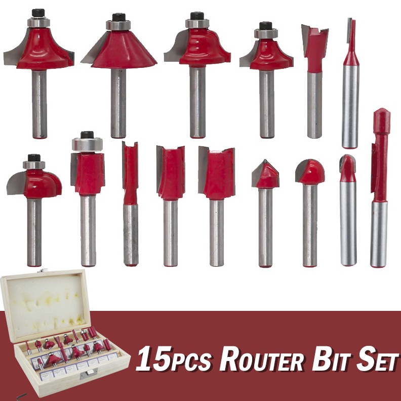 

KODE J86L Mata Mesin Profil Router Bit Set 15 Pcs 14 Untuk Membentuk Kayu Free Box Kayu 2741