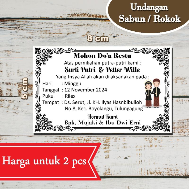 undangan sabun, undangan untuk rokok, undangan kopi, mini