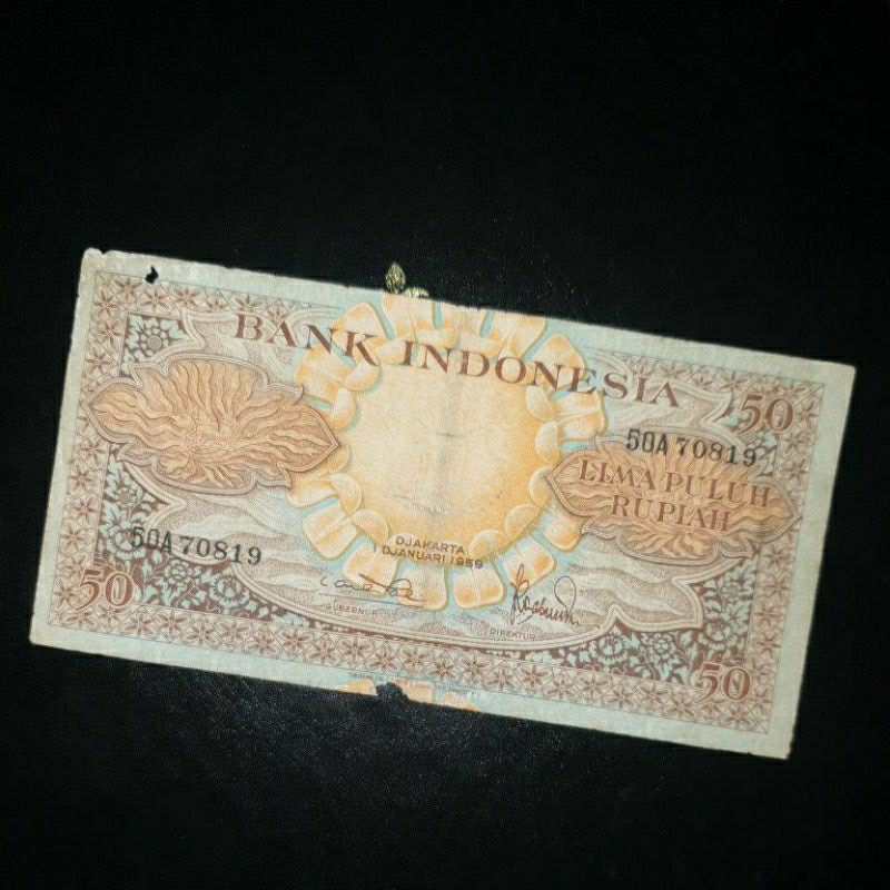 Uang Kuno Seri Bunga Pecahan 50 Rupiah Varian 1 Huruf "A" (RARE)